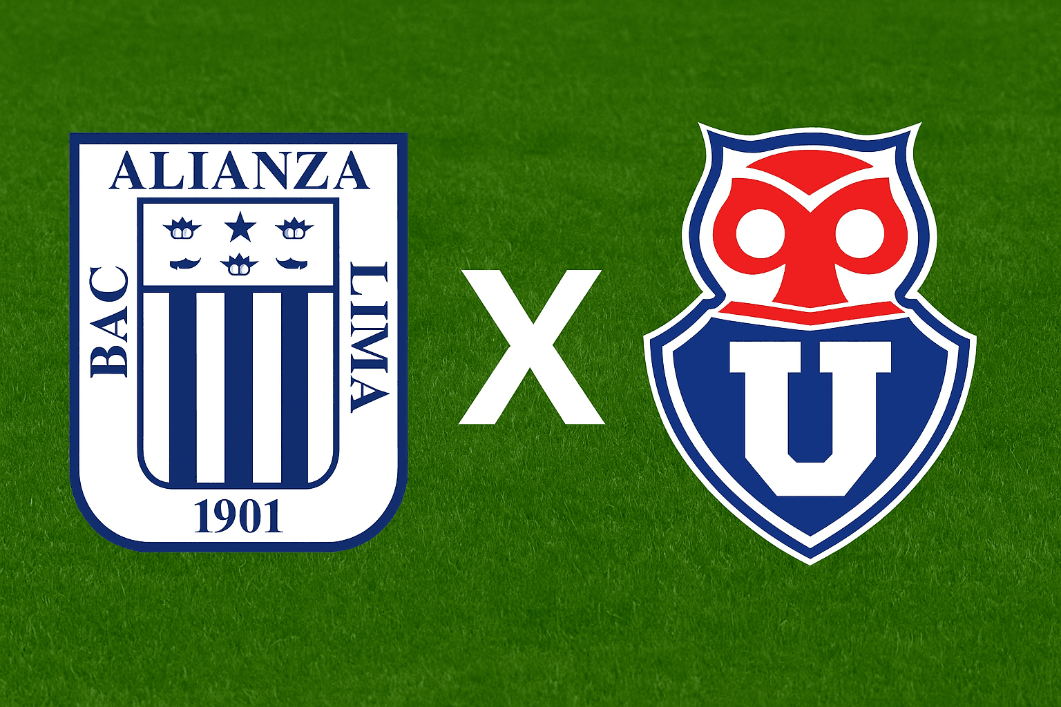Escudos de Alianza Lima x Universidad de Chile com fundo verde para matéria de palpites