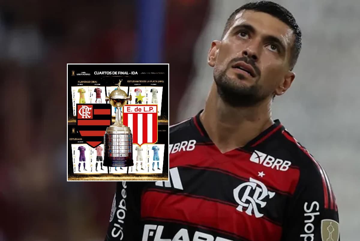 arrascaeta do flamengo uniformes contra estudiantes