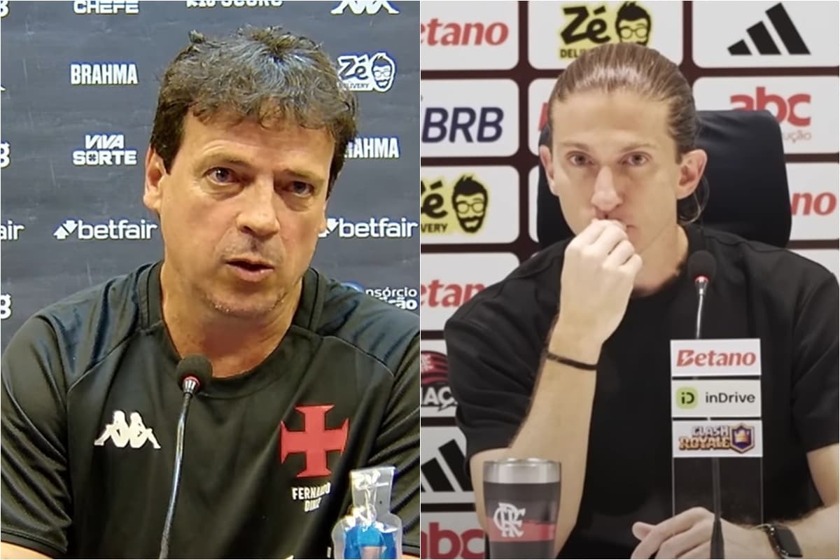 Fernando Diniz e Filipe Luís em suas coletivas após Flamengo 1x1 Vasco