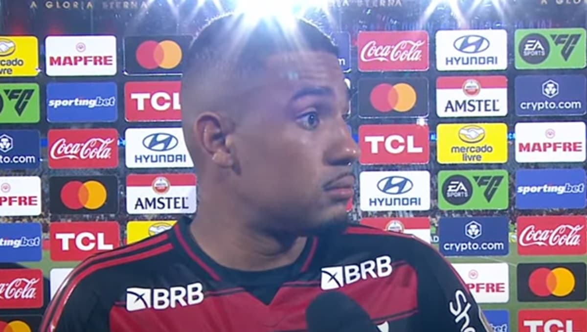 samuel lino após a vitória do flamengo sobre estudiantes