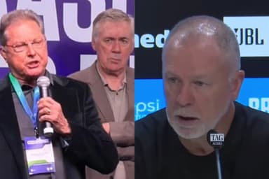 Montagem da esquerda pra direita: Oswaldo de Oliveira durante Fórum Brasileiro dos Treinadores de Futebol com Ancelotti ao fundo e Mano Menezes durante coletiva pelo Grêmio
