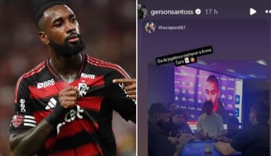 Gerson, do Flamengo, story em jogo do Vasco