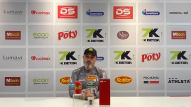 Rafael Guanaes, técnico do Mirassol, em coletiva antes de enfrentar o Flamengo