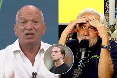 Montagem com Elia Júnior e Fábio Sormani. Abaixo, uma foto arredondada de Filipe Luís durante jogo do Flamengo