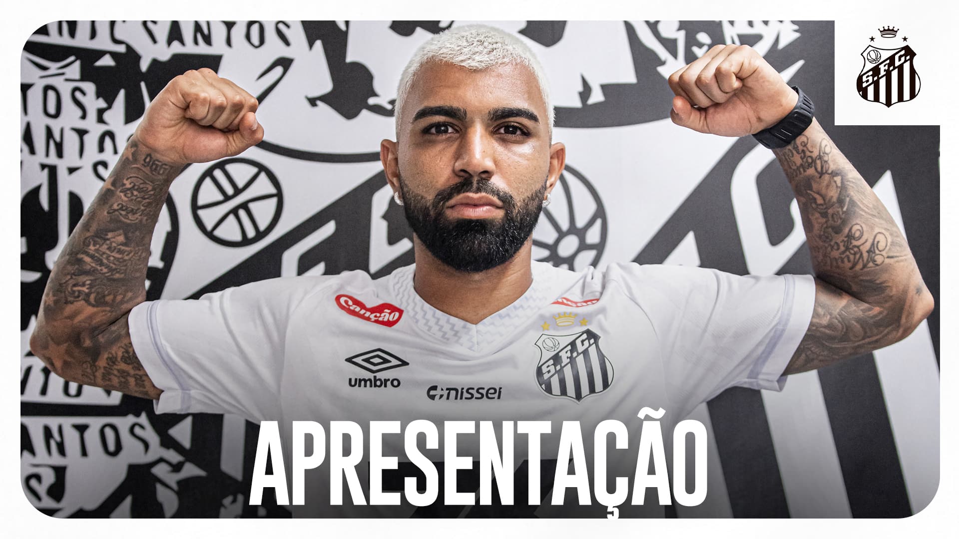 Imagem de apresentação de Gabigol no Santos