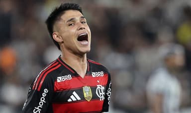 Luiz Araújo, do Flamengo, comemora gol contra Botafogo