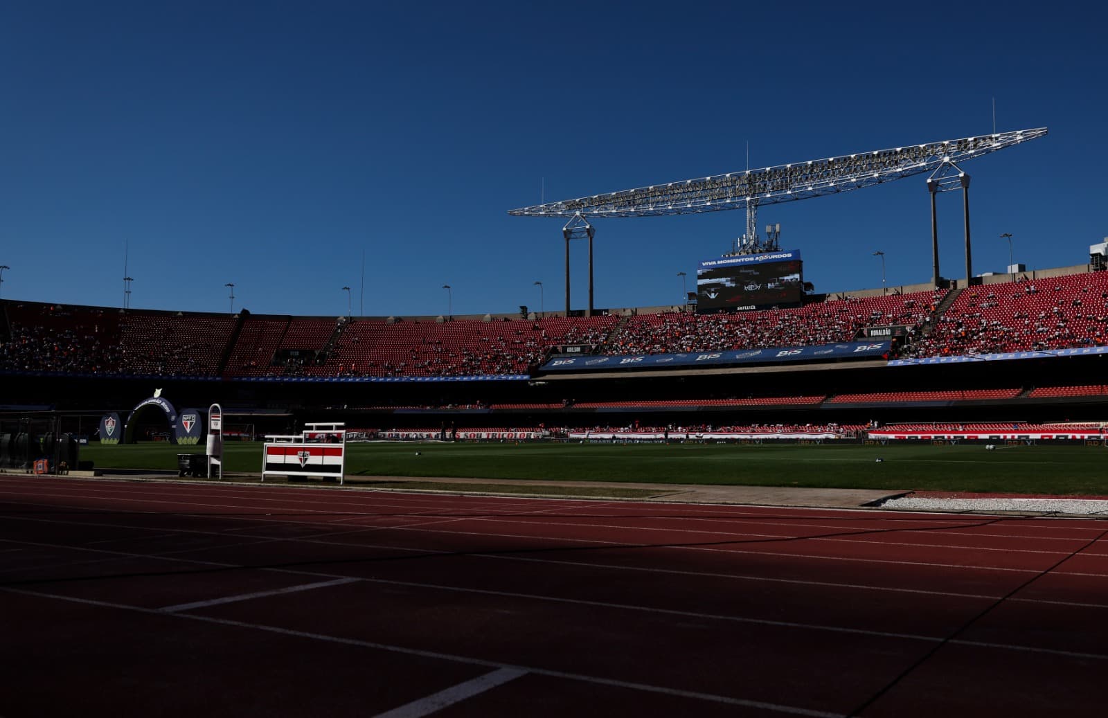 Vista geral do estádio antes da partida do Brasileirão 2025 entre São Paulo e Fluminense, no Estádio MorumBIS, em 27 de julho de 2025, em São Paulo, Brasil.