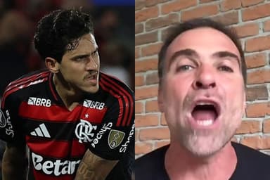 Montagem de Pedro durante jogo do Flamengo e Pilhado durante programa da Joven Pan